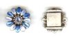 1 13mm Antique Silver with Blue Epoxy Flower Slider